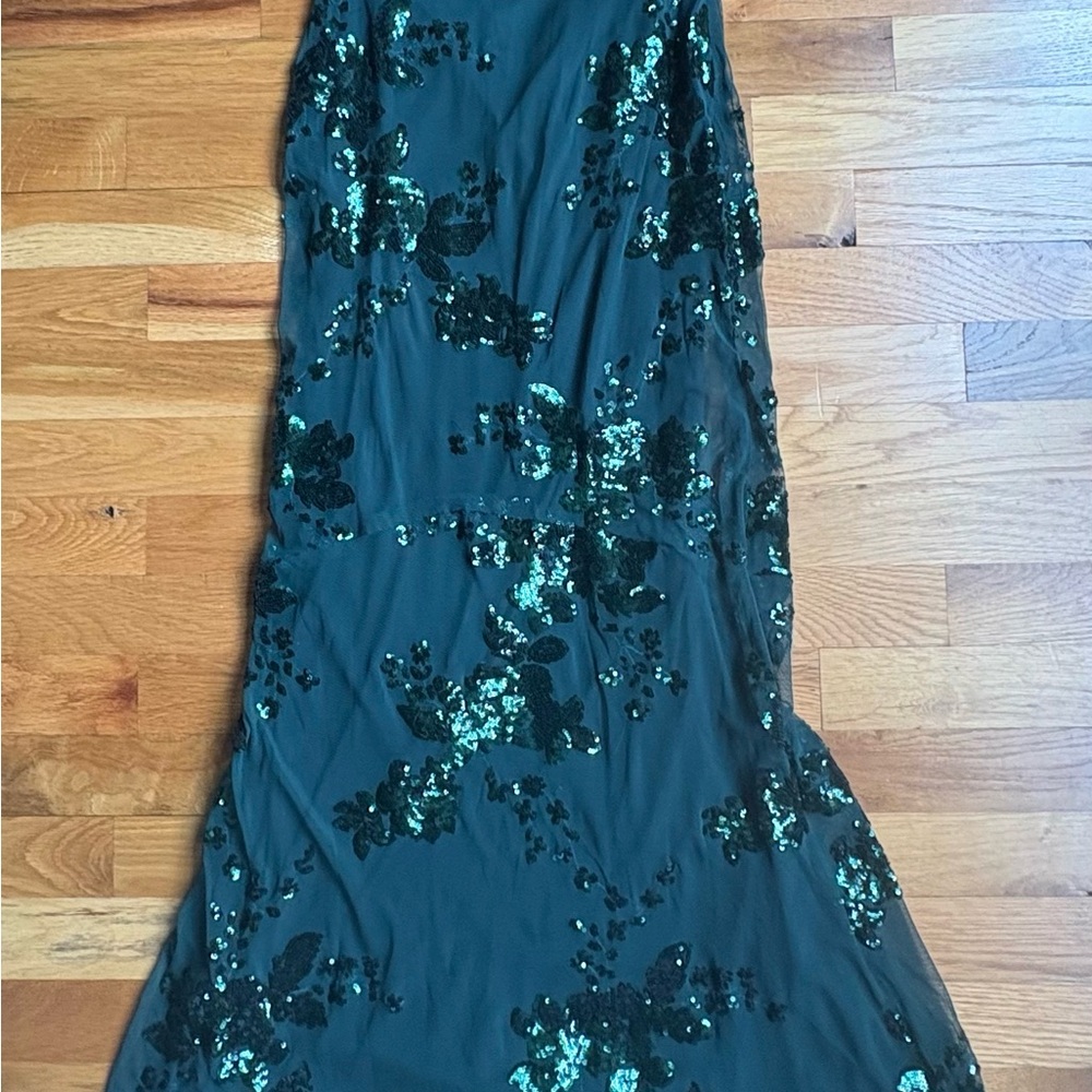 Lulu's Emerald Green Sequin Spaghetti Strap Maxi … - image 3